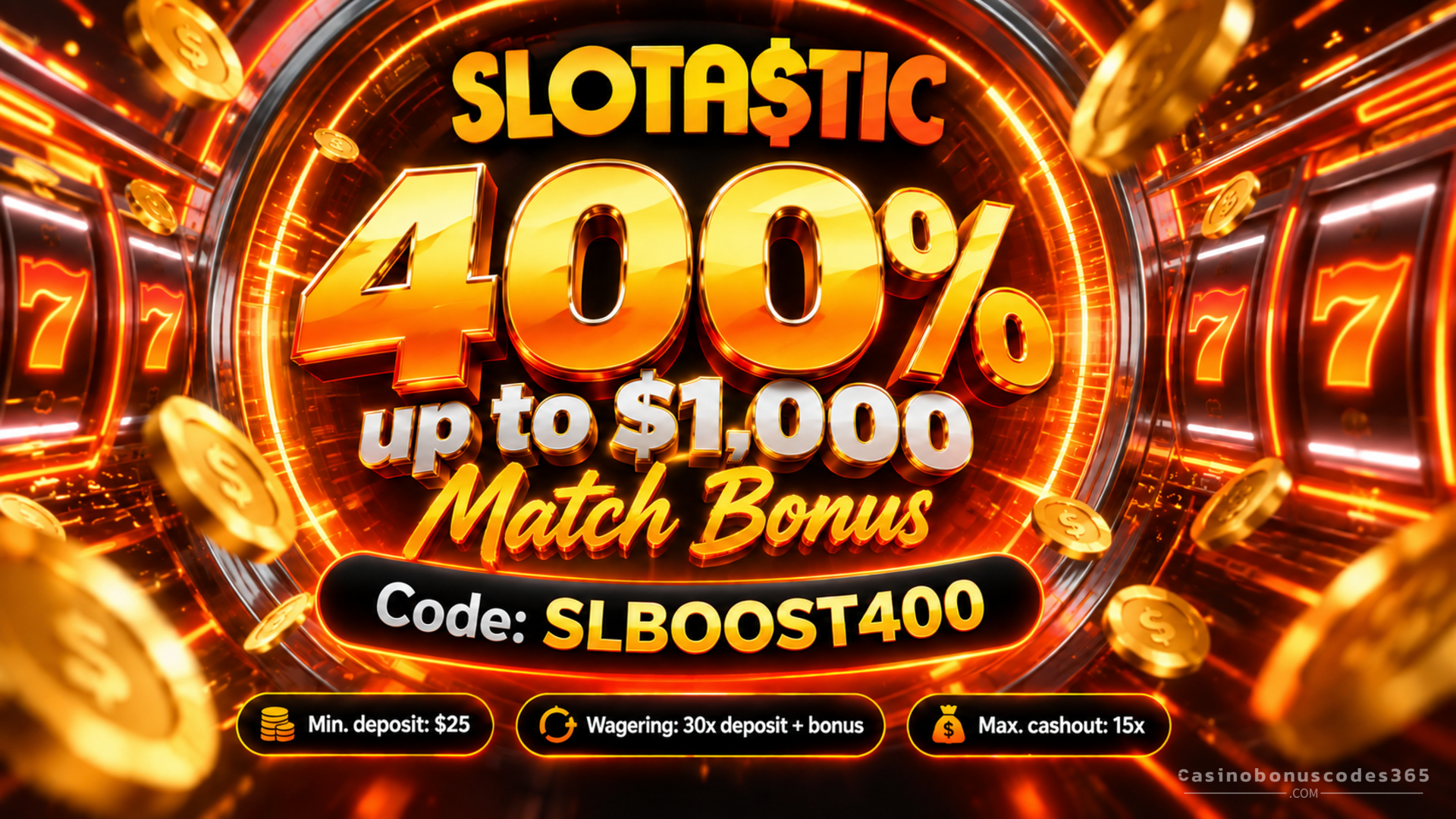 Slotastic Casino 400% up to $1,000