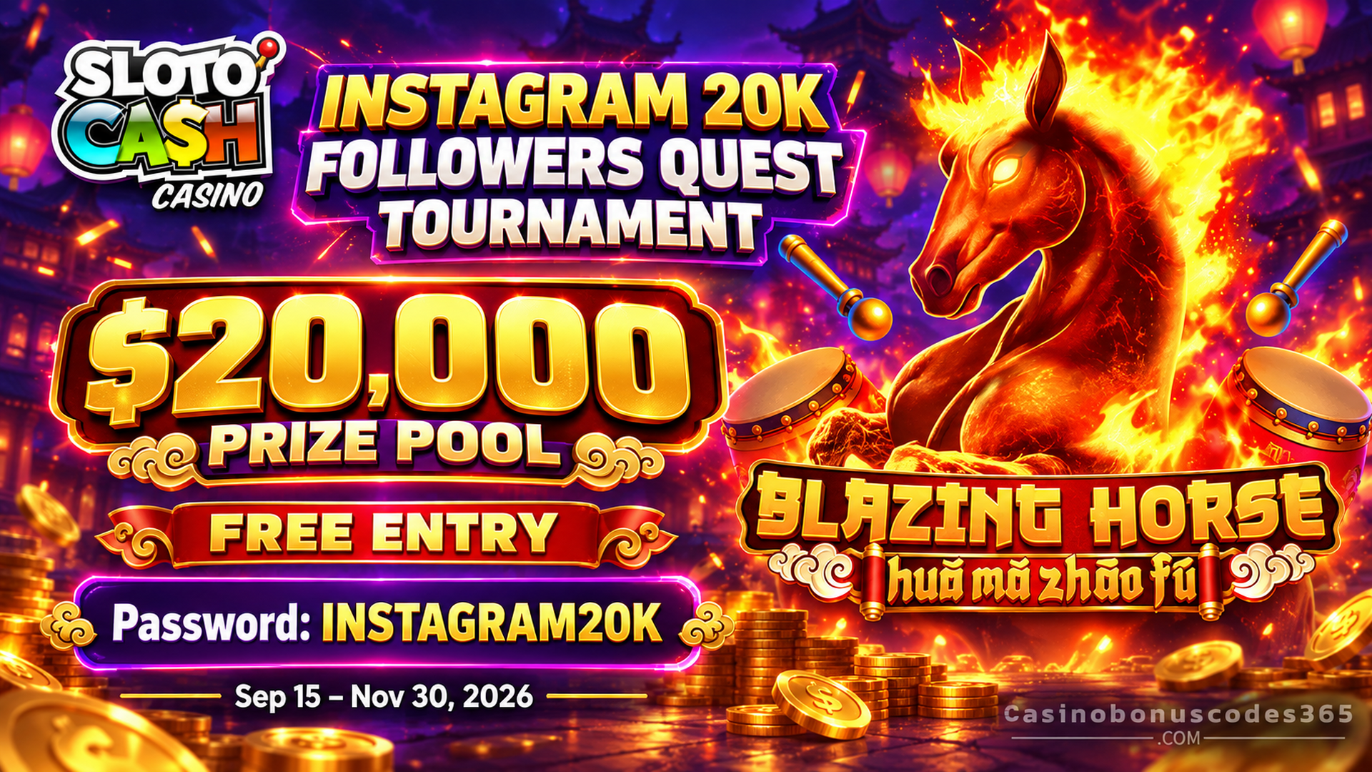 SlotoCash Tournament Offer – $20,000 prize pool