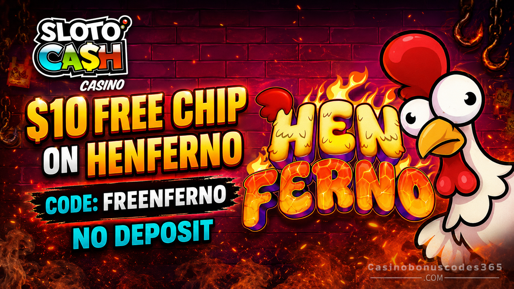 SlotoCash Bonus Offer – $10 free chip on Henferno