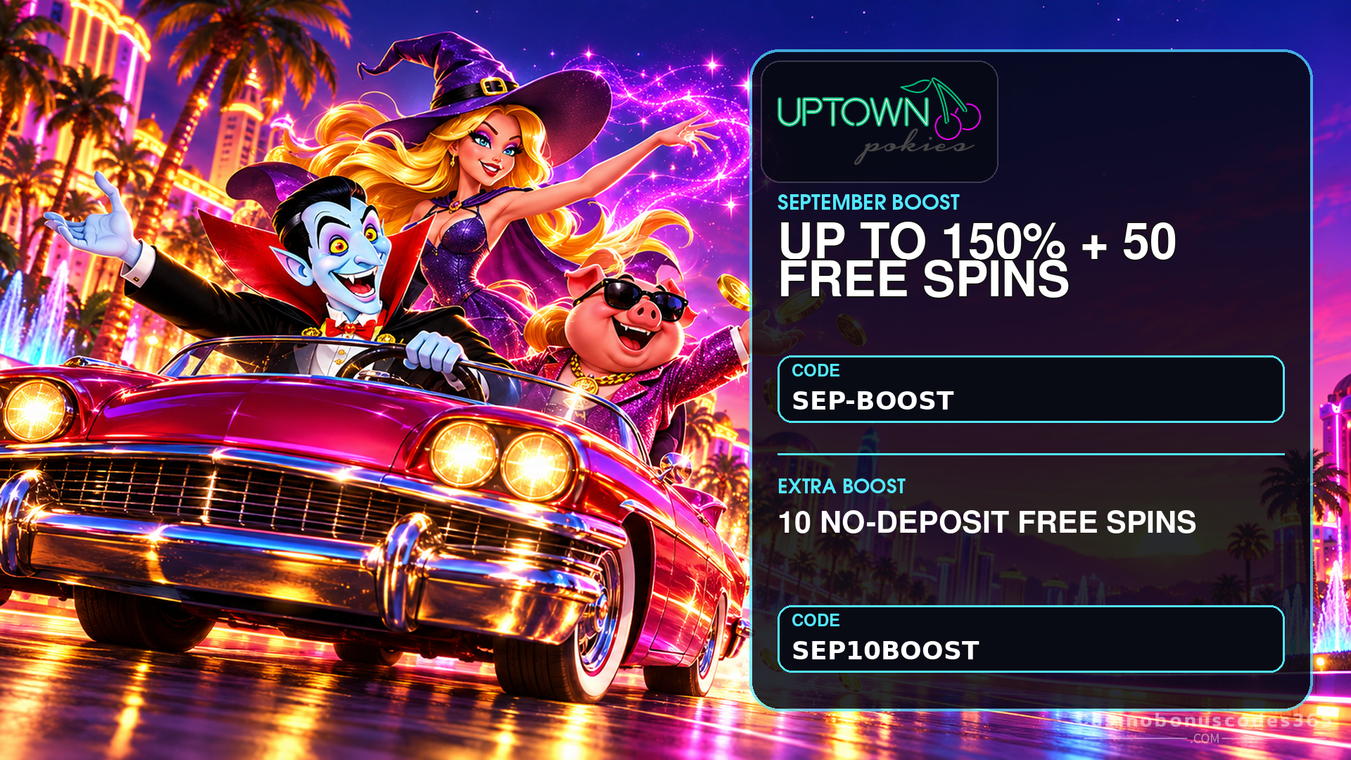 Uptown Pokies Uptown Pokies September Boost up to 150% + 50 FREE Spins and 10 No Deposit FREE Spins