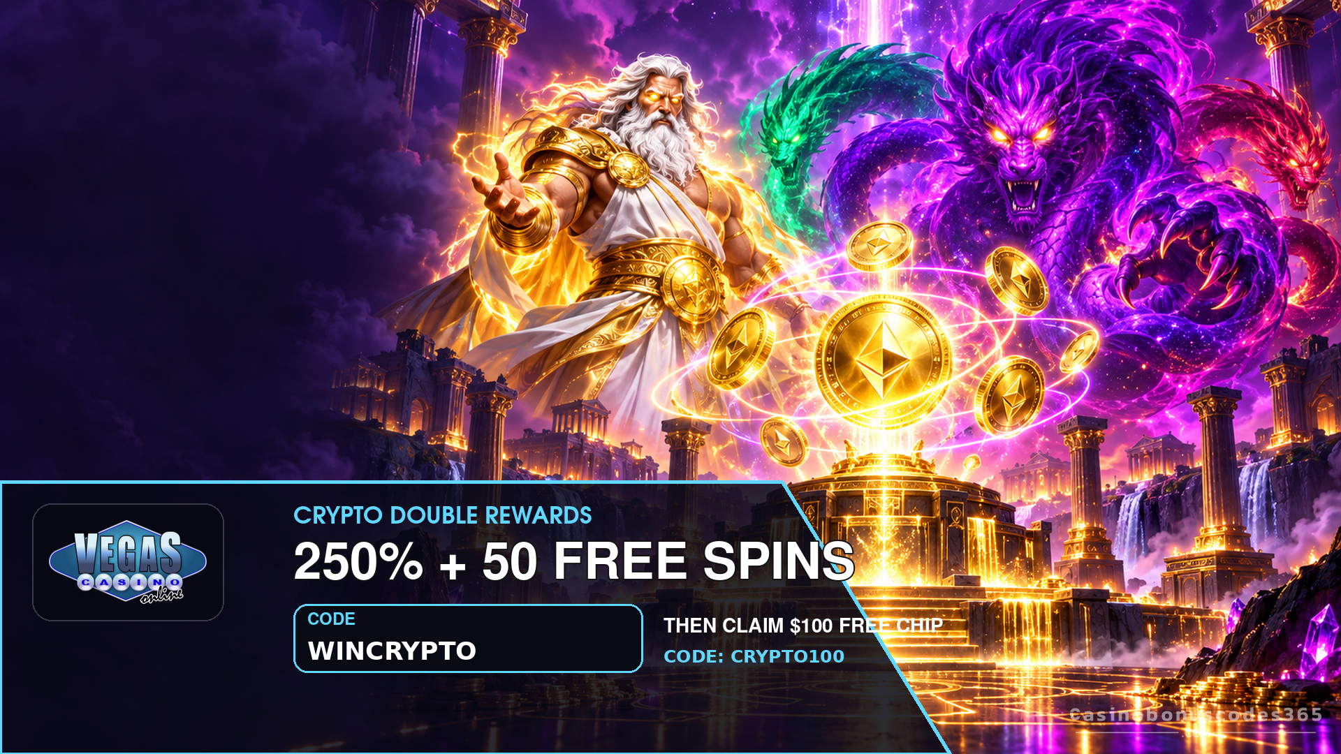 Vegas Casino Online Vegas Casino Online 250% Crypto Bonus up to $2,500 + 50 FREE Spins and $100 Free Chip