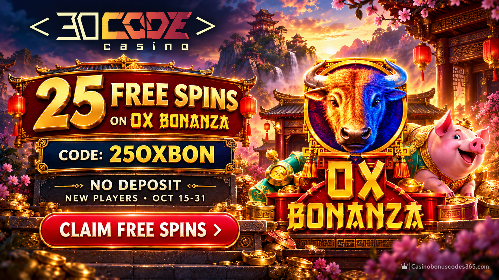 Decode Casino 25 Ox Bonanza FREE Spins — No Deposit, 25OXBON