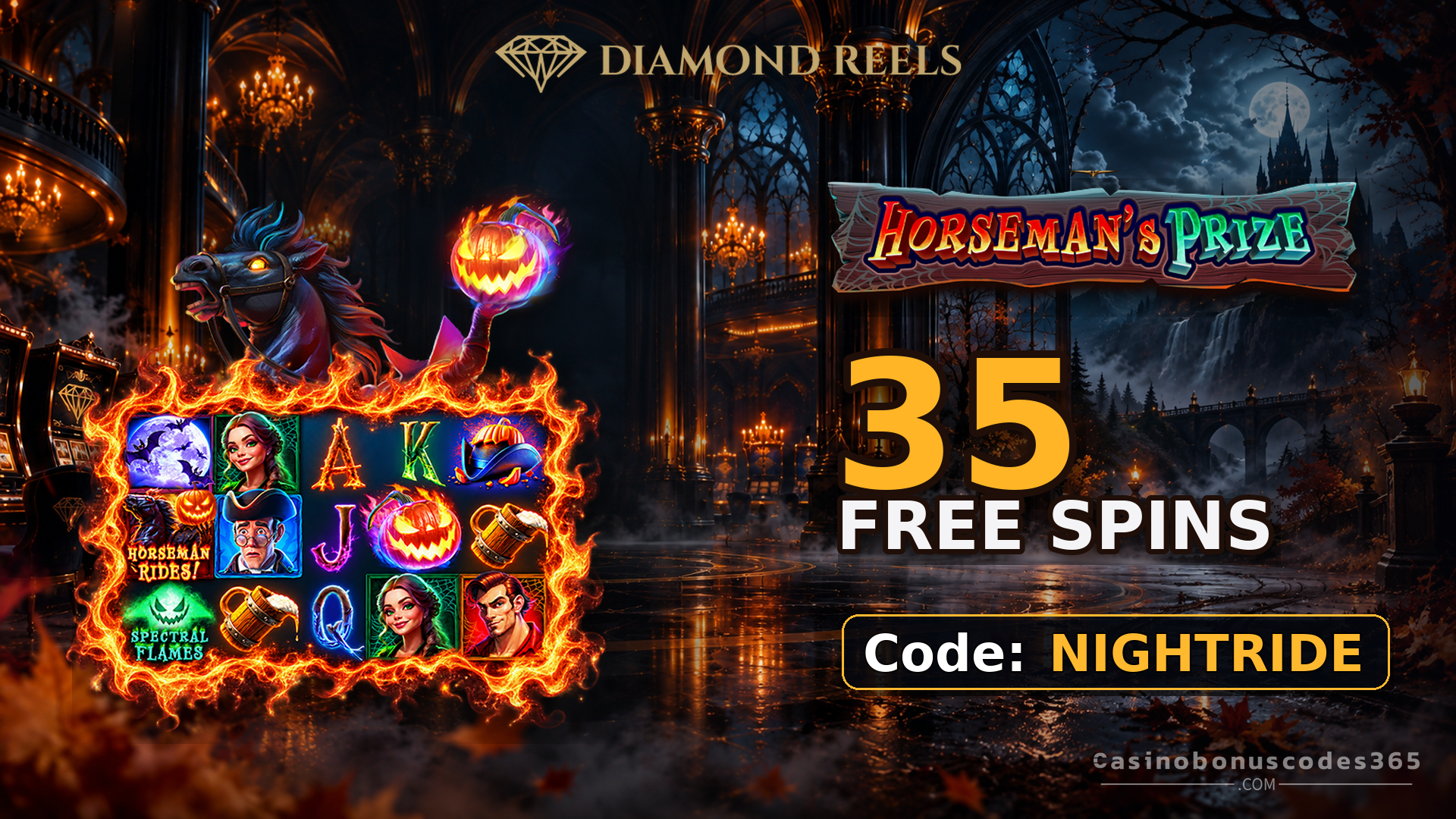 Diamond Reels Casino 35 FREE Spins on Horseman’s Prize
