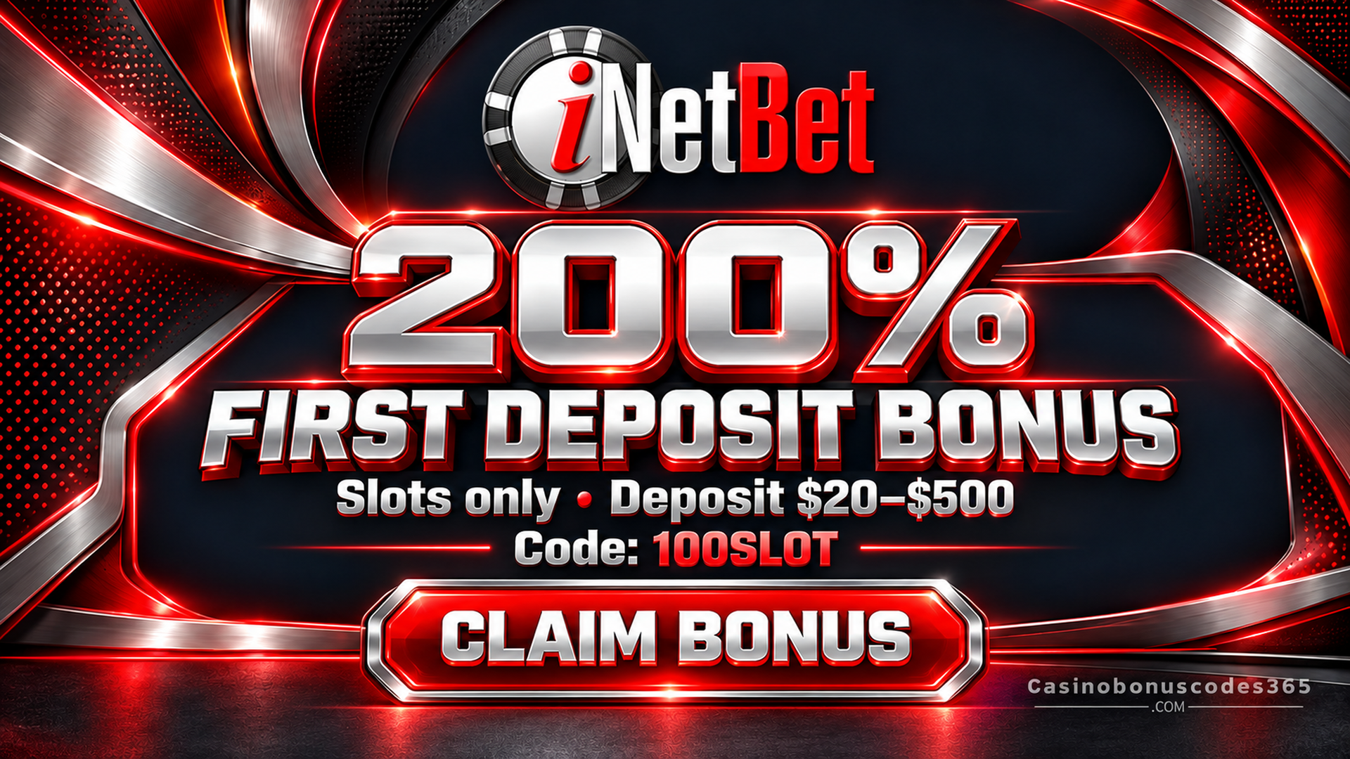 iNetBet 200% First Deposit Slots Bonus with 100SLOT