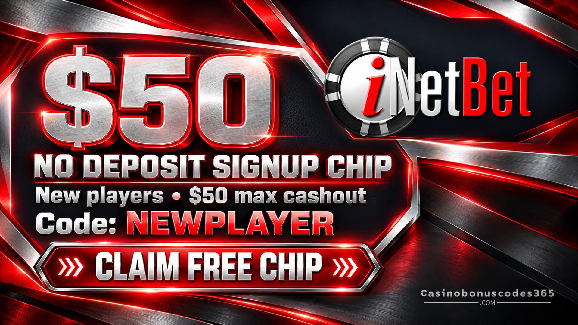 iNetBet $50 No Deposit Sign Up Chip
