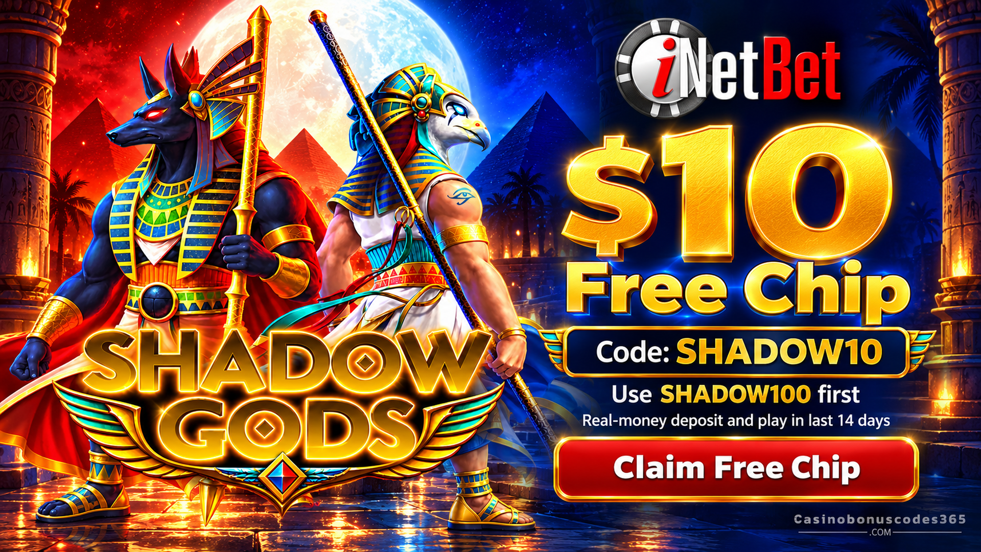 iNetBet Shadow Gods $10 Free Chip: SHADOW10