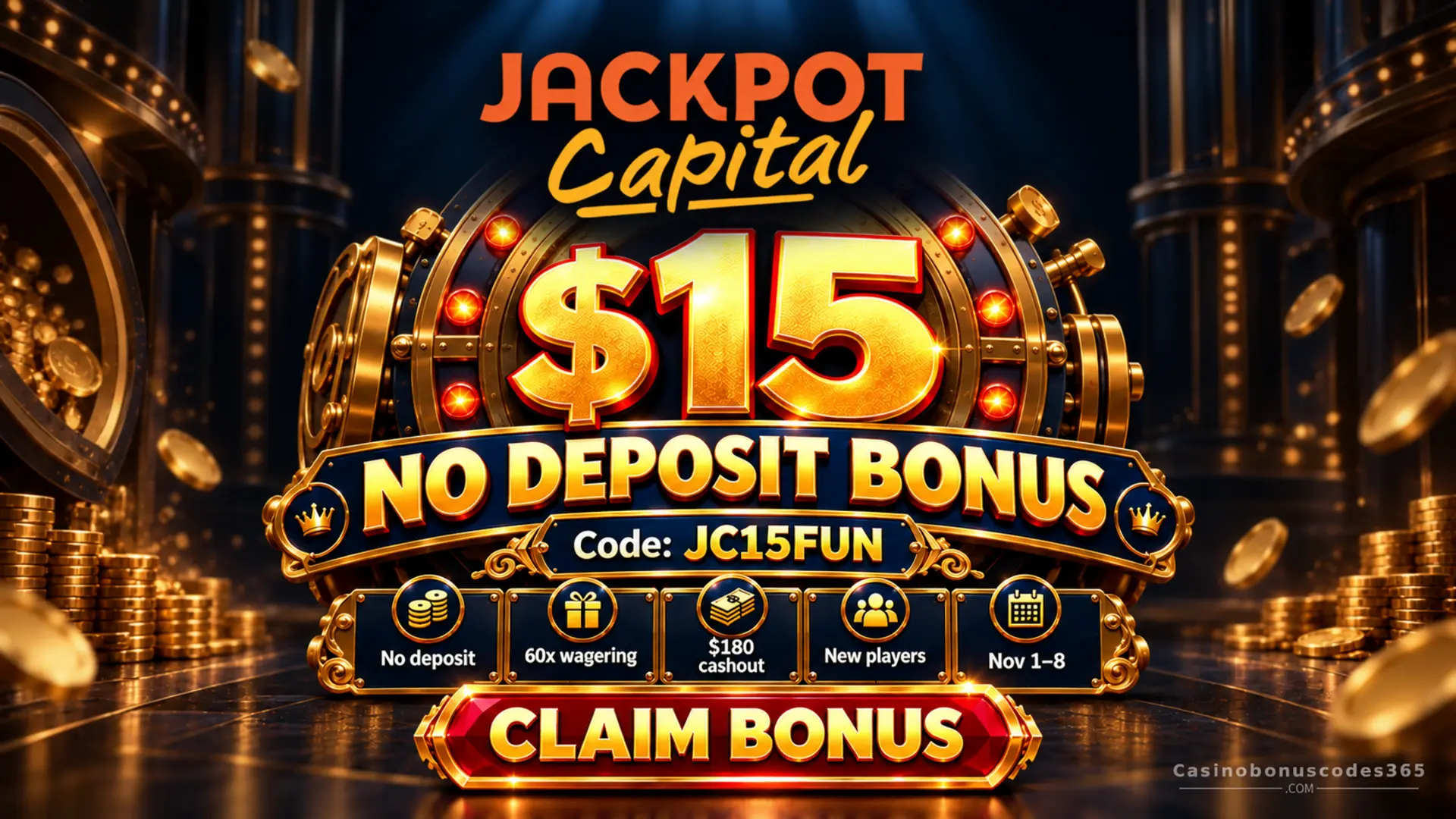 Jackpot Capital Casino JC15FUN: $15 No Deposit Bonus