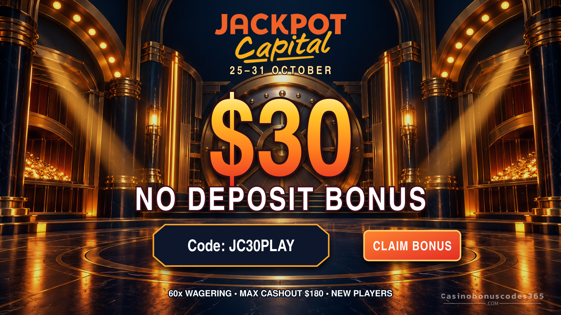 Jackpot Capital Casino: $30 No Deposit with JC30PLAY