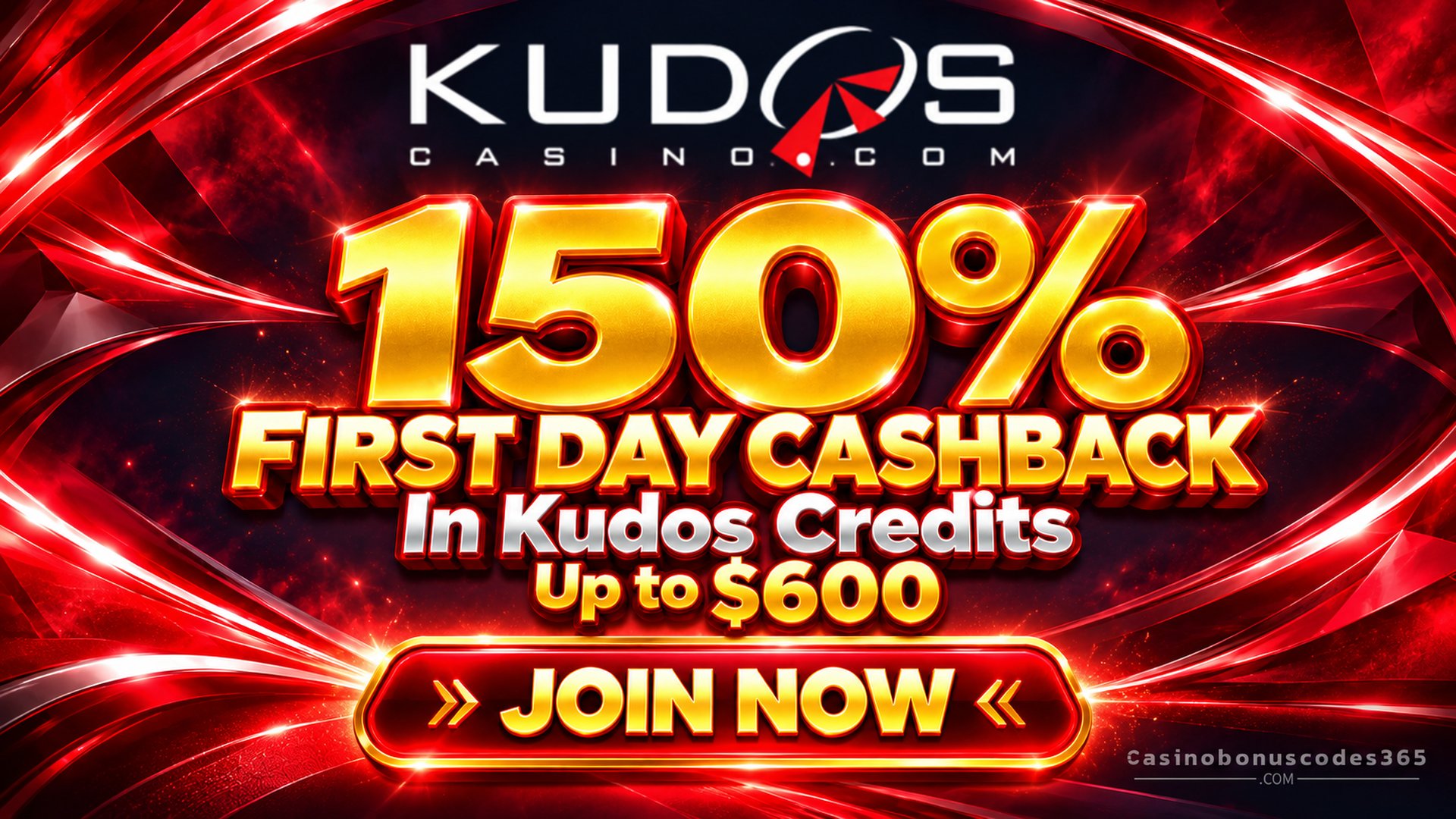 Kudos Casino 150% First Day Cashback: Welcome Kudos Credits