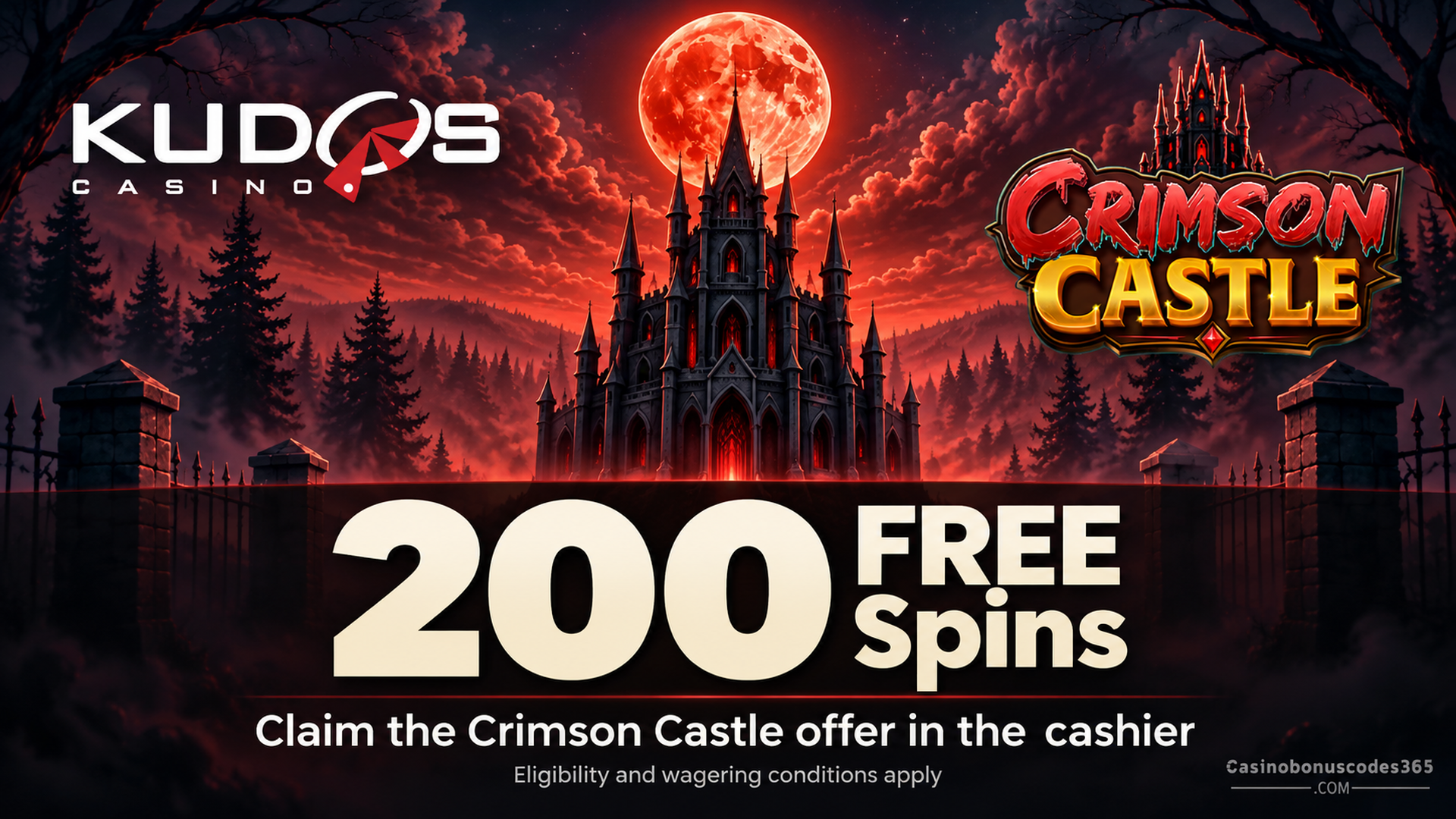 Kudos Casino Crimson Castle: 200 FREE Spins Between Deposits