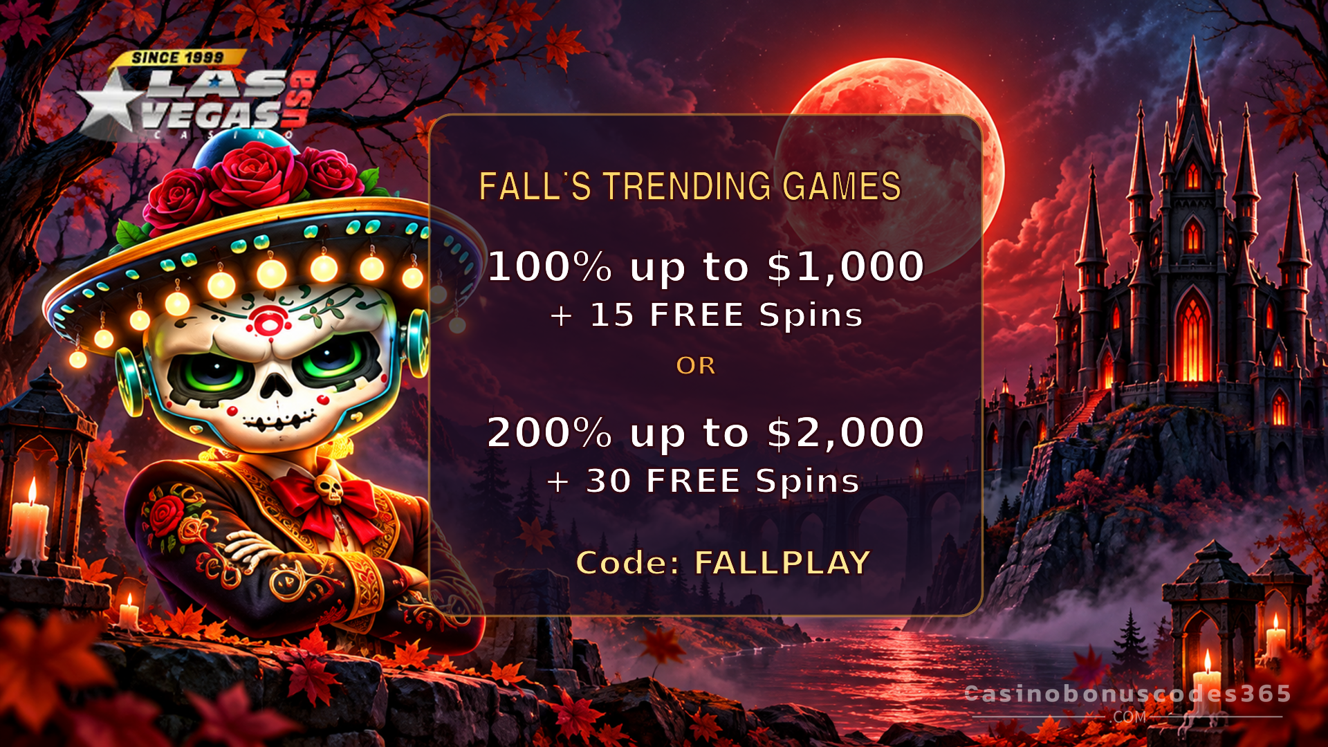 Las Vegas USA Casino Fall Bonus: Up to 200% + 30 FREE Spins