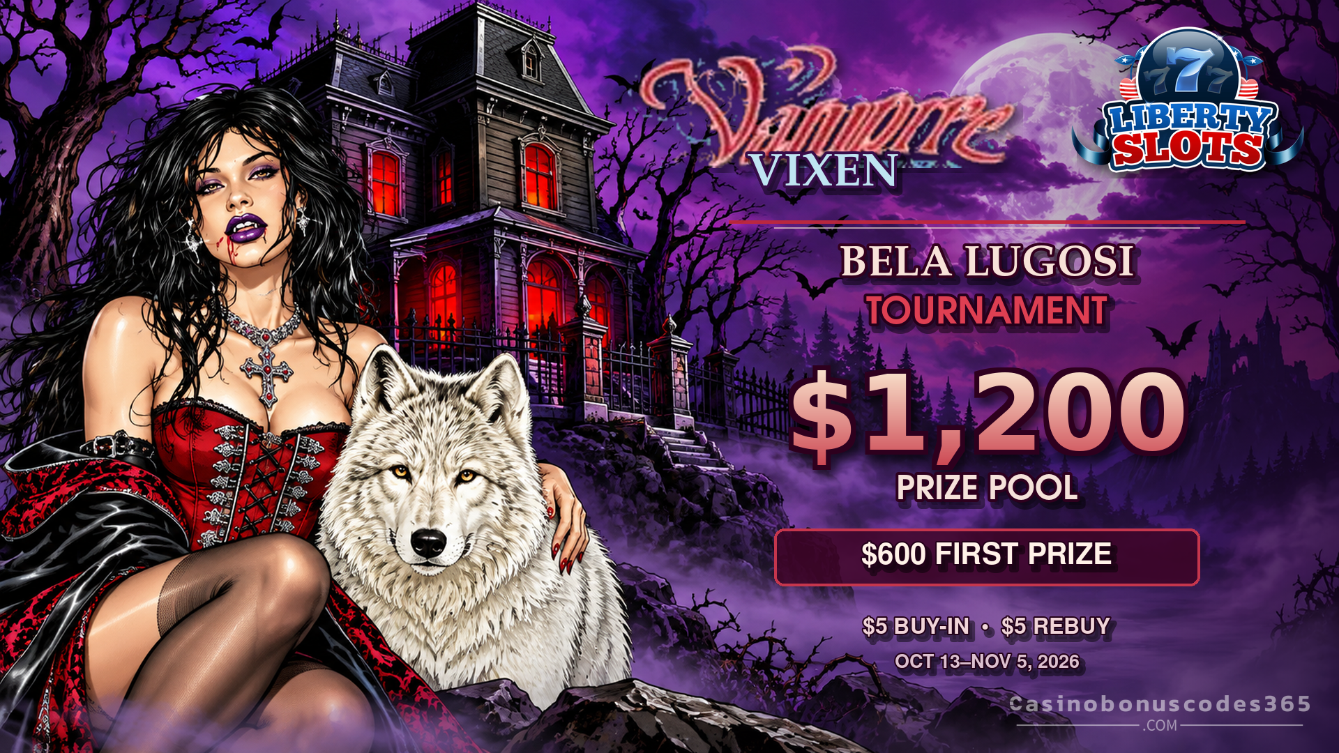 Liberty Slots Bela Lugosi Tournament: $1,200 in Prizes on Vampire Vixen