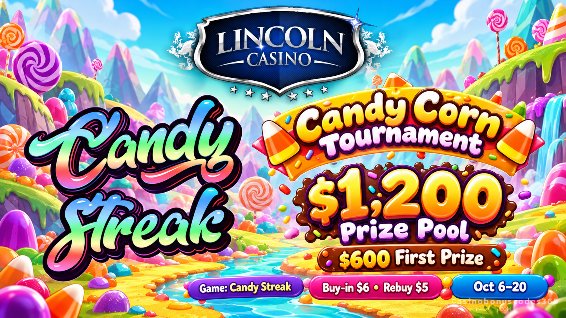 Lincoln Casino Candy Corn Tournament: $1,200 Prize Pool on Candy Streak