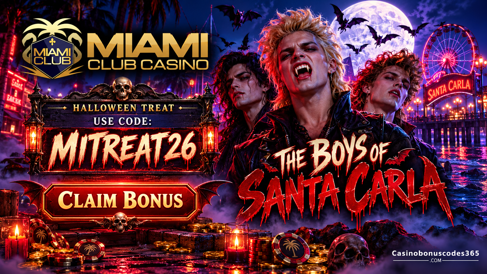 Miami Club Casino: 150% up to $500 + 50 The Boys of Santa Carla FREE Spins