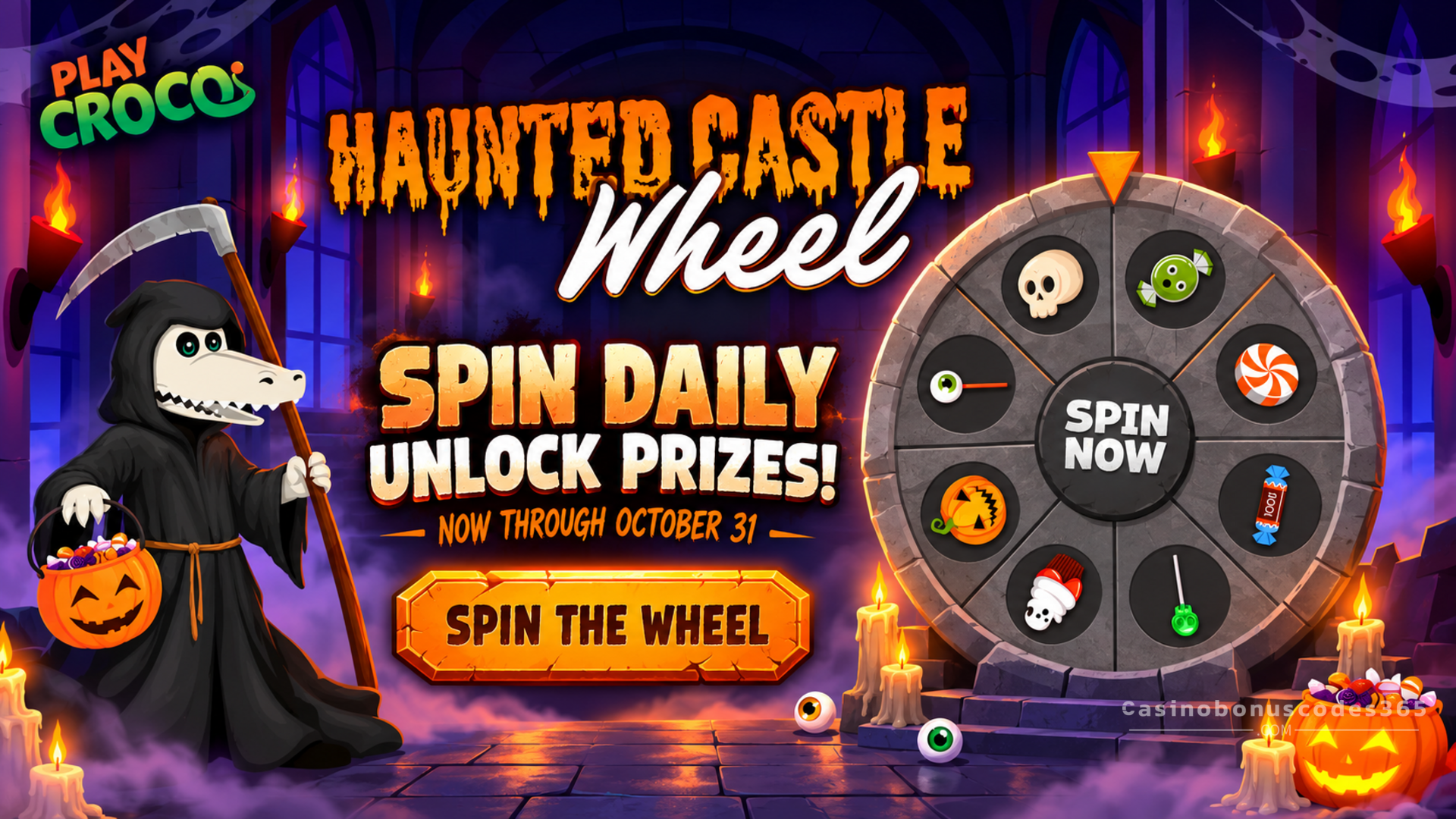 PlayCroco Haunted Castle Wheel: Spin Daily for Halloween Prizes