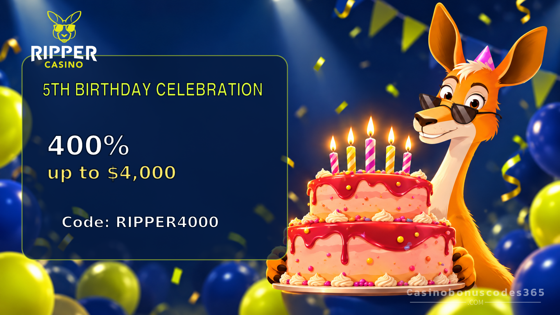 Ripper Casino 5th Birthday Bonus: 400% up to $4,000