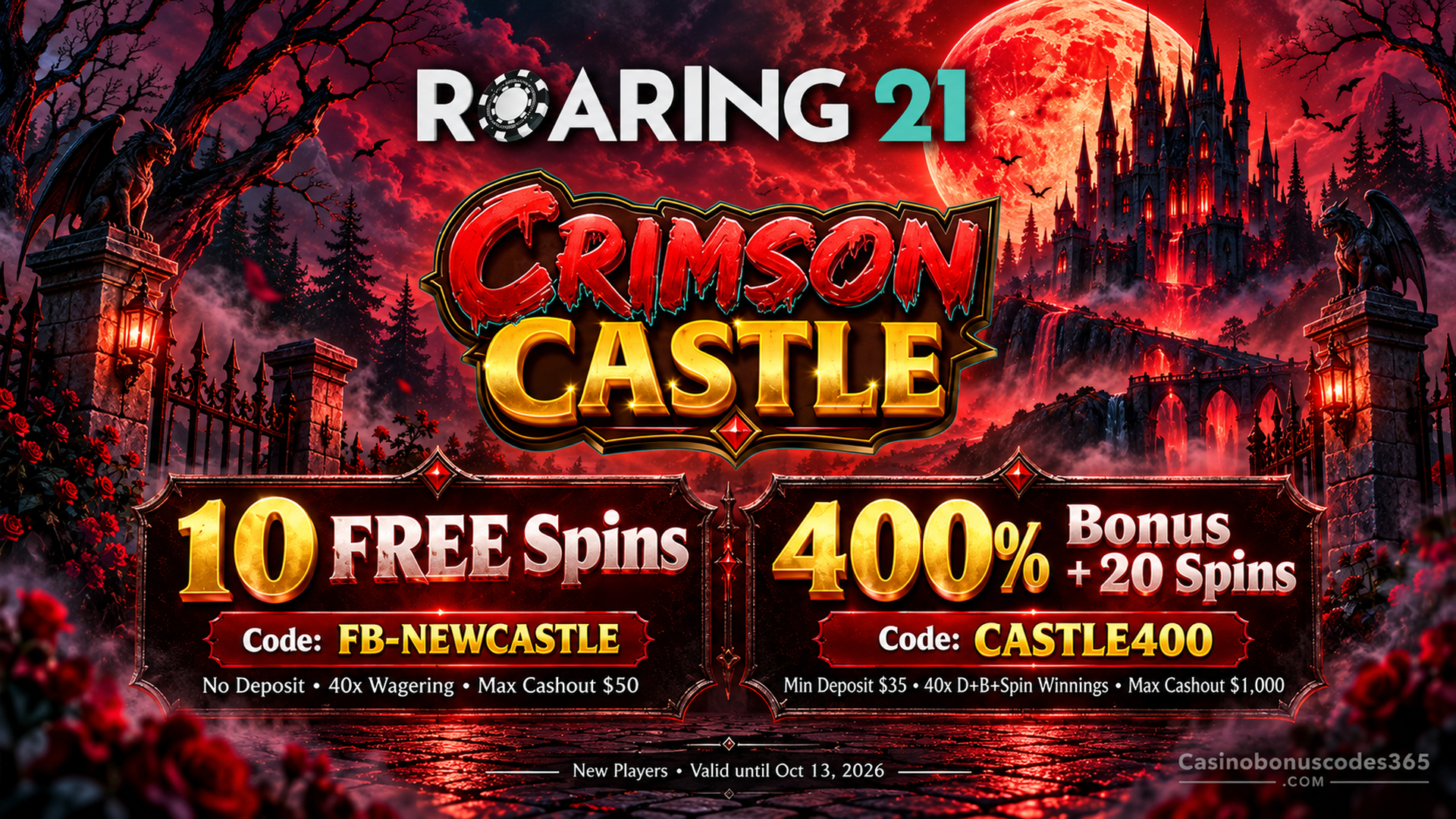 Roaring21 Treasure Sparks 10 FREE Spins + 400% Bonus + 20 FREE Spins