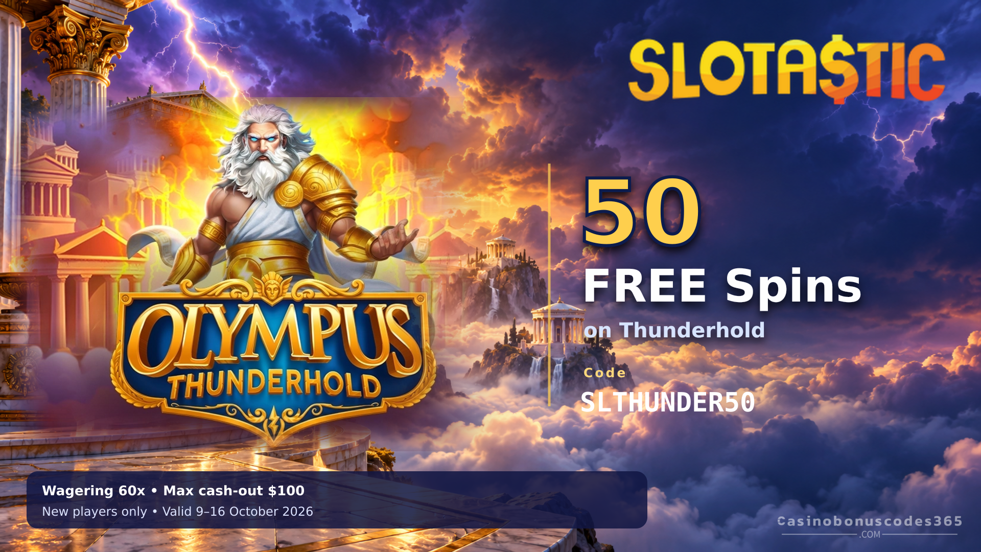 Slotastic Casino 50 FREE Spins on Thunderhold