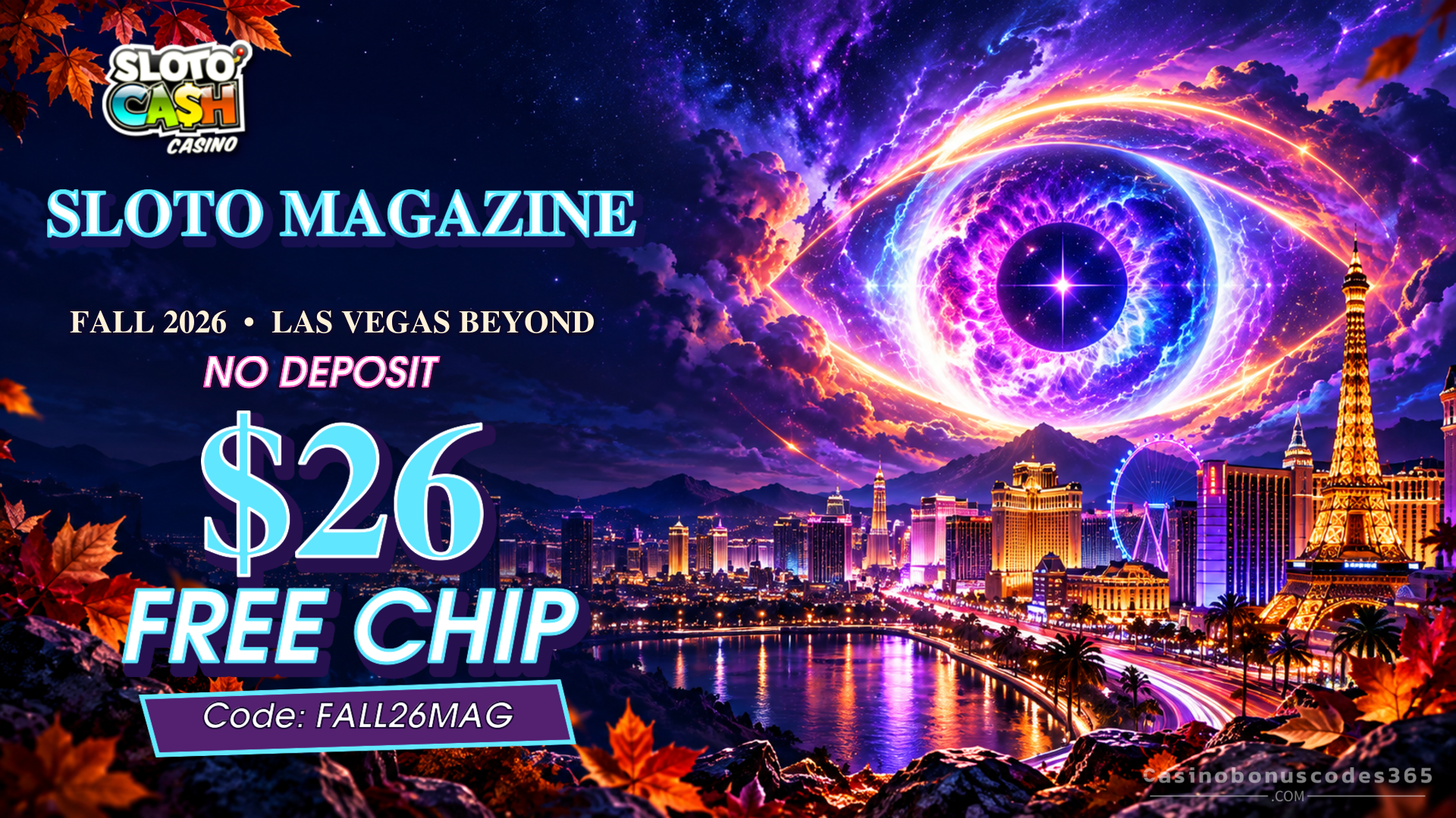 SlotoCash Casino $26 No-Deposit Free Chip — FALL26MAG