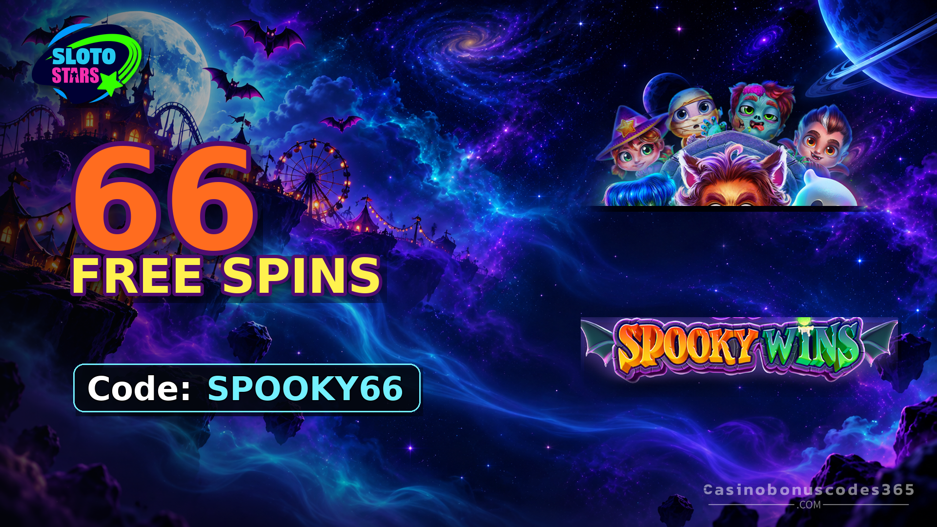 Sloto Stars Casino 66 FREE Spins on Spooky Wins