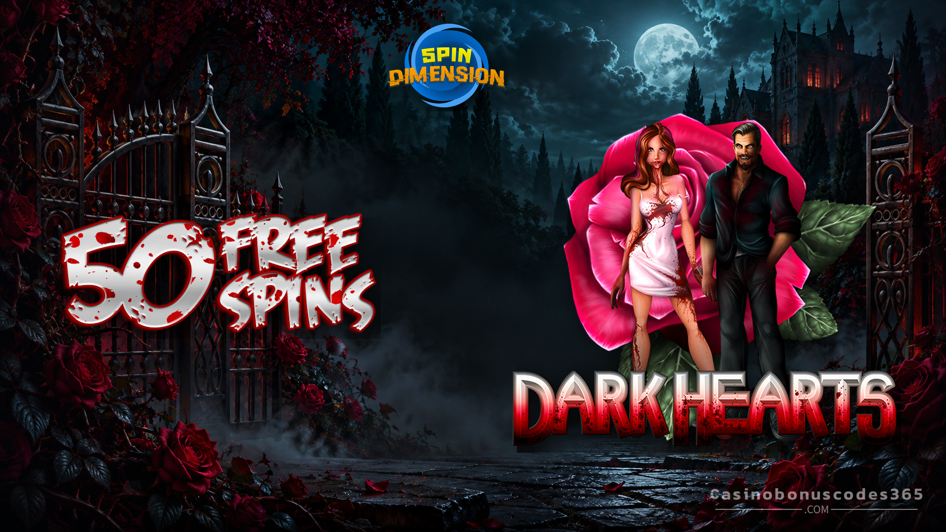 Spin Dimension Casino 50 FREE Spins on Dark Hearts
