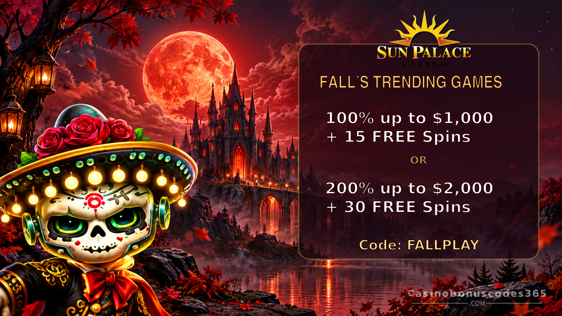 Sun Palace Casino Up to 200% Fall Bonus + 30 FREE Spins