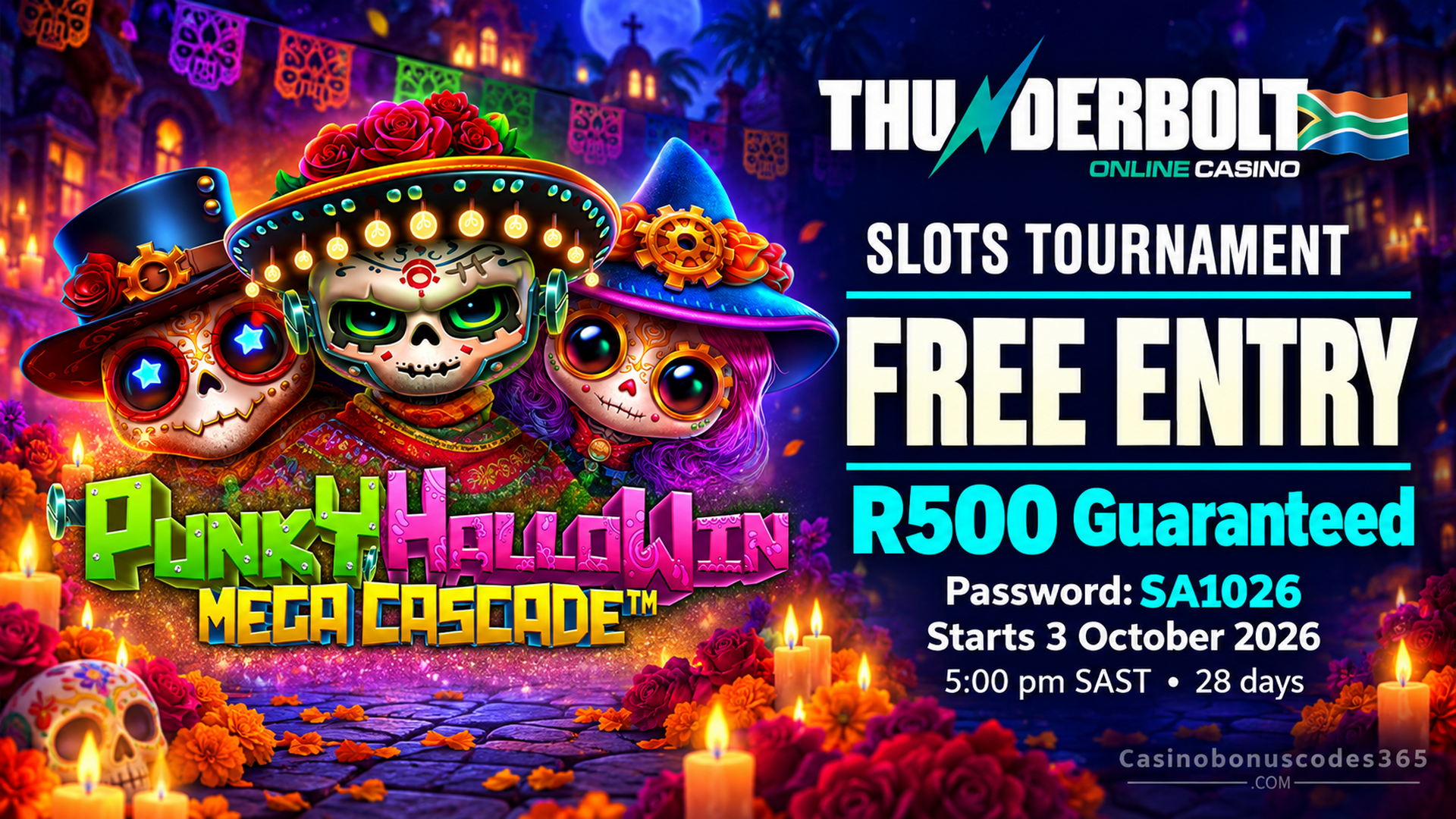 Thunderbolt Casino Punky HalloWIN free-entry October tournament
