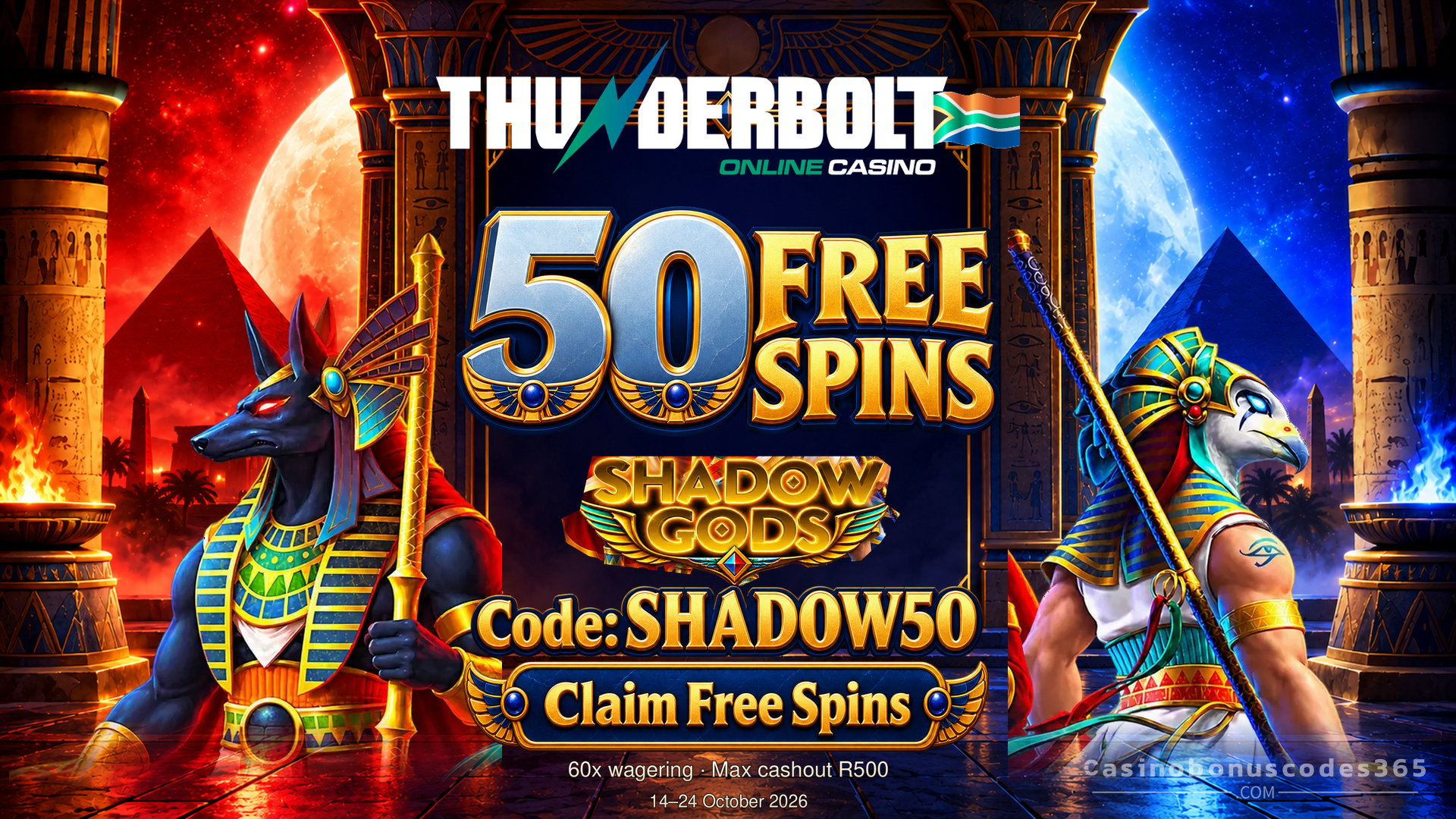 Thunderbolt Casino 50 Shadow Gods FREE Spins — SHADOW50