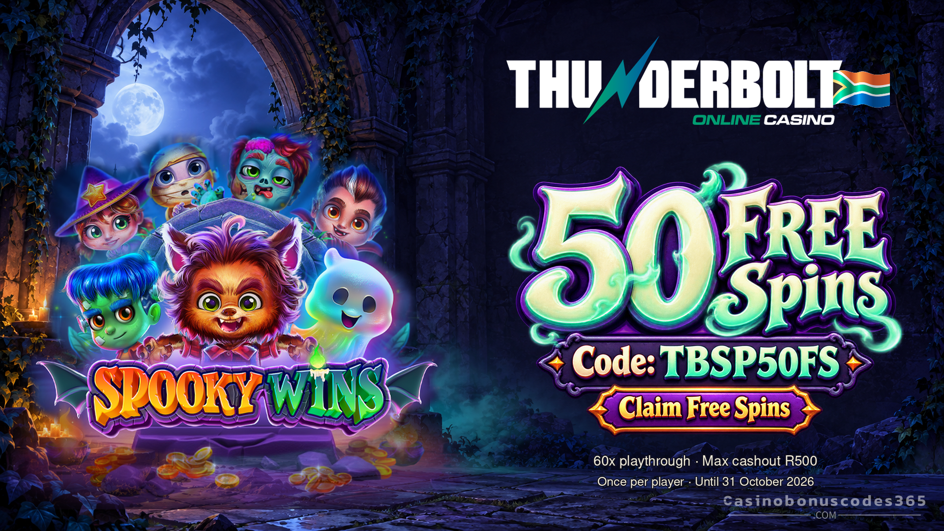 Thunderbolt Halloween: 50 Spooky Wins FREE Spins with TBSP50FS