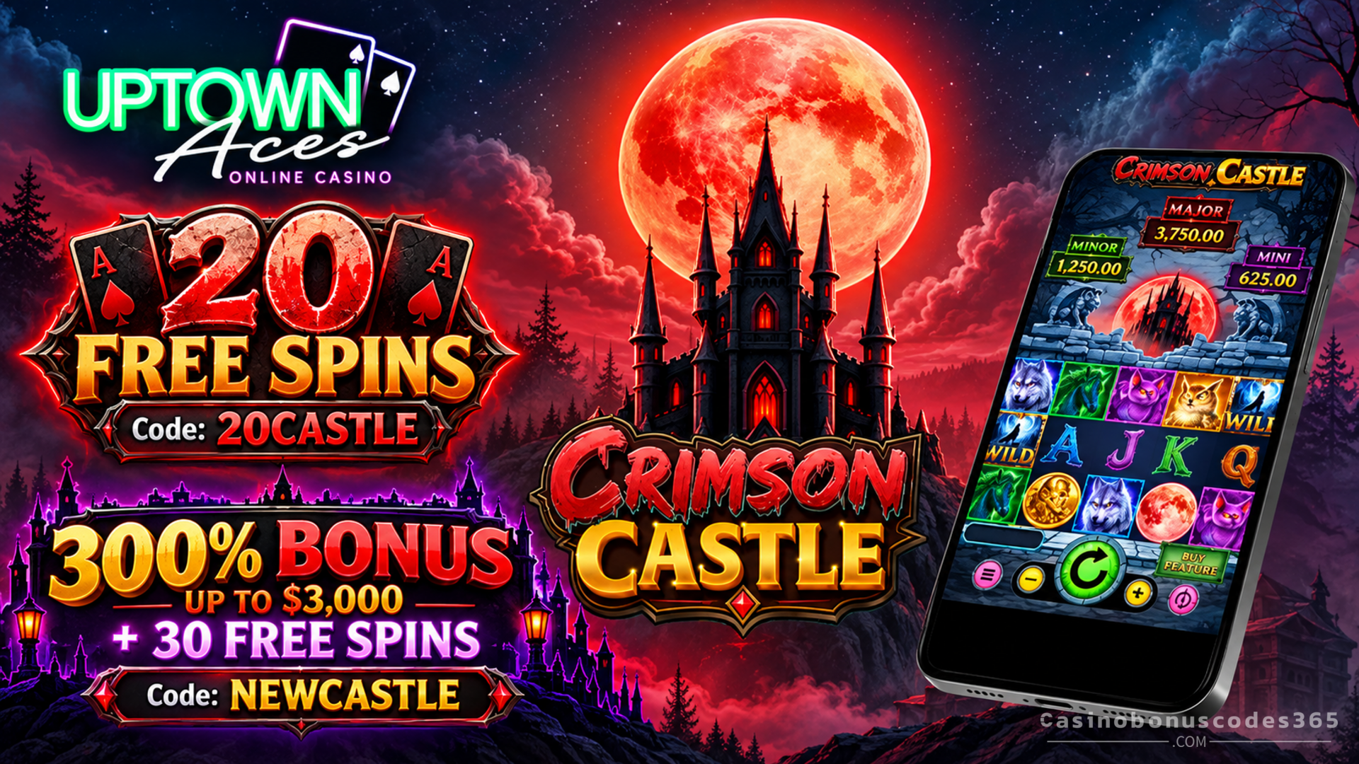 Uptown Aces 20 no-deposit FREE Spins